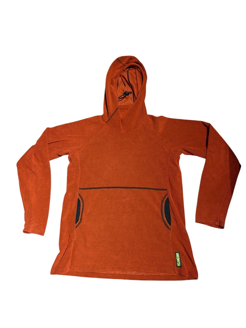 Melanzana Orange Hooded Mircogrid Pullover